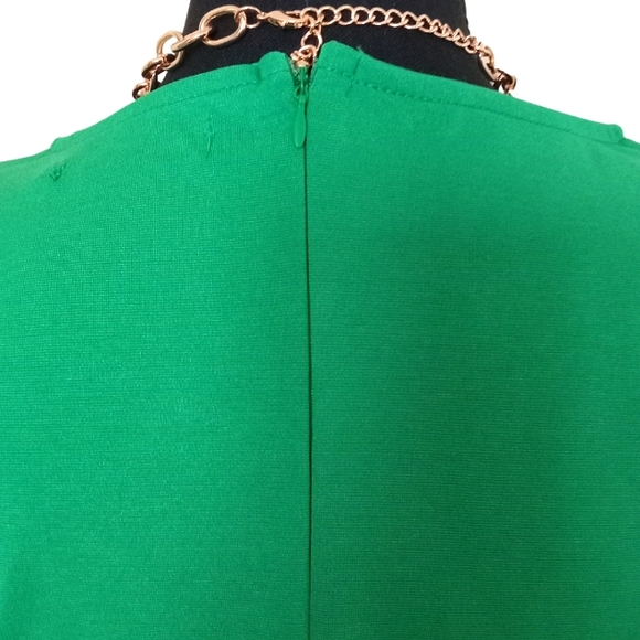 Midi Bodycon Green Metamorphosis Girl Ruffle Sleeve Dress Size LX. - Picture 8 of 10